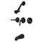 Kingston Brass ThreeHandle Tub and Shower Faucet, Matte Black KB230 - alternate 1